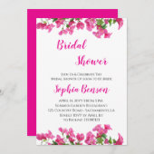 Pink Bougainvillea Floral Bridal Shower Invitation 招待状 (正面/裏面)