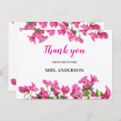 Pink Bougainvillea Floral Bridal Shower Thank You (正面/裏面)