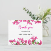 Pink Bougainvillea Floral Bridal Shower Thank You (スタンド正面)