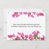 Pink Bougainvillea Floral Bridal Shower Thank You (裏面)