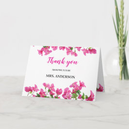 Pink Bougainvillea Floral Bridal Shower Thank You サンキューカード