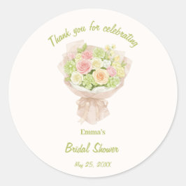 pink bouquet Bridal Shower ラウンドシール