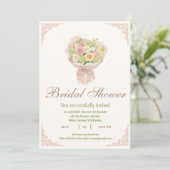 Pink bouquet Bridal Shower Invite – Japanese  招待状 (スタンド正面)