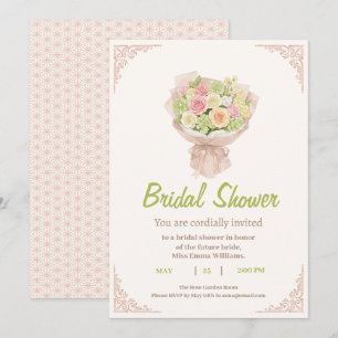 pink bouquet Bridal Shower Invite – Japanese 招待状