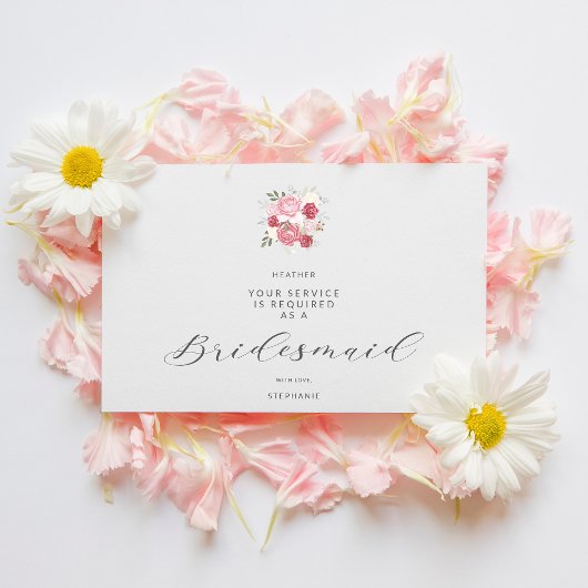 Pink Bouquet Will You Be My Junior Bridesmaid ポストカード