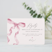 Pink Bow結び付けノット登録の招待状の挿入 エンクロージャーカード (スタンド正面)
