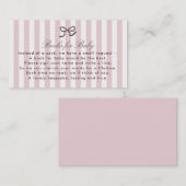 PInk Bow & ストライプEnclosure Card用ベビー・ブック 名刺 (正面/裏面)