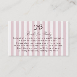 PInk Bow & ストライプEnclosure Card用ベビー・ブック 名刺