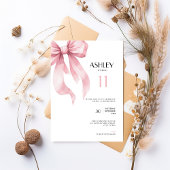 Pink Bow 11th Birthday Invitation for Girls 招待状