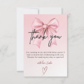 Pink Bow 12th Birthday Thank You Card サンキューカード (正面)