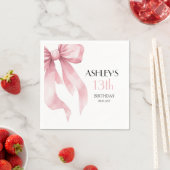 Pink Bow 13th Birthday for Girls スタンダードカクテルナプキン (インサイチュ)