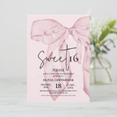 Pink Bow 16th Birthday ⎮ Elegant Sweet 16 招待状 (スタンド正面)