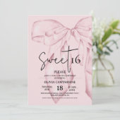 Pink Bow 16th Birthday ⎮Modern Elegant Sweet 16 招待状 (スタンド正面)