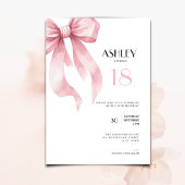 Pink Bow 18th Birthday Invitation for Girls 招待状