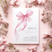 Pink Bow 1st Birthday Girl Coquette  招待状