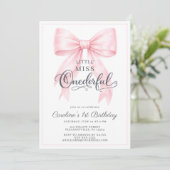 🎀 Pink Bow 1st Birthday Invitation 💕 招待状 (スタンド正面)