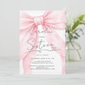 🎀 Pink Bow 1st Birthday Invitation 💕 招待状 (スタンド正面)