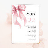 Pink Bow 22nd Birthday Invitation for Girls 招待状