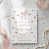 Pink Bow 22nd Heart Aesthetic Elegant Birthday 招待状