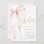 Pink Bow 30th Birthday Invitation 招待状 (正面)