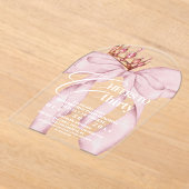 Pink Bow 30th Birthday Party アクリル招待状 (レイダウン)