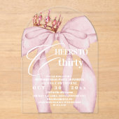 Pink Bow 30th Birthday Party アクリル招待状 (正面)