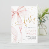 Pink Bow 40th Birthday Invitation 招待状 (スタンド正面)