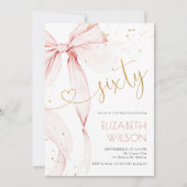 Pink Bow 60th Birthday Invitation 招待状 (正面)