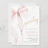 Pink Bow 70th Birthday Invitation 招待状 (正面)