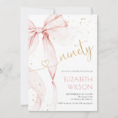 Pink Bow 90th Birthday Invitation 招待状 (正面)