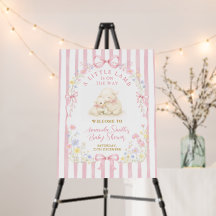 Pink Bow A little lamb baby shower Gingham Welcome