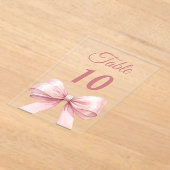 Pink bow acrylic table number sign アクリル招待状 (レイダウン)