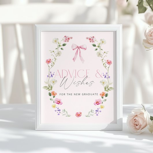 Pink Bow Advice and wishes for graduate ポスター