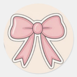 Pink Bow Aesthetic Cutesy Vinyl Sticker ラウンドシール