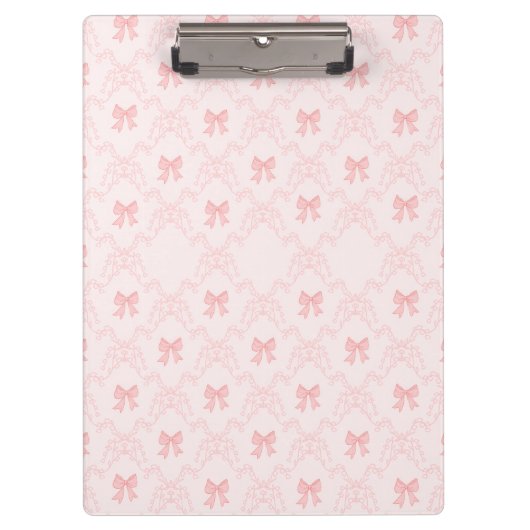 Pink Bow Aesthetic Notebook – Cute & Feminine Jour クリップボード (正面)