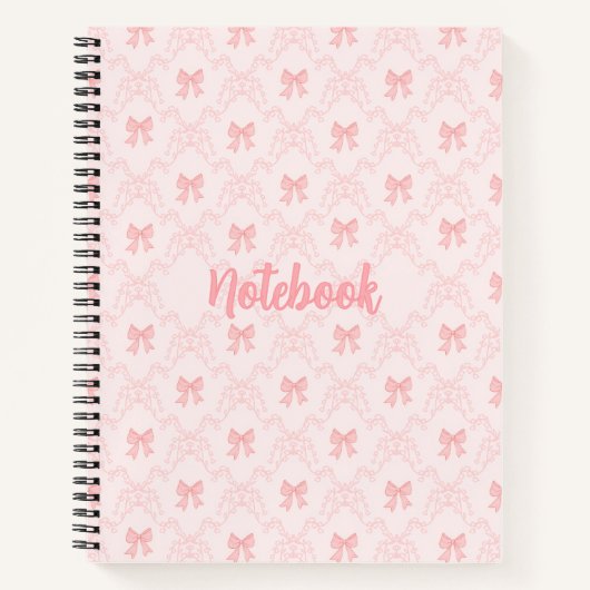 Pink Bow Aesthetic Notebook – Cute & Feminine Jour ノートブック (正面)