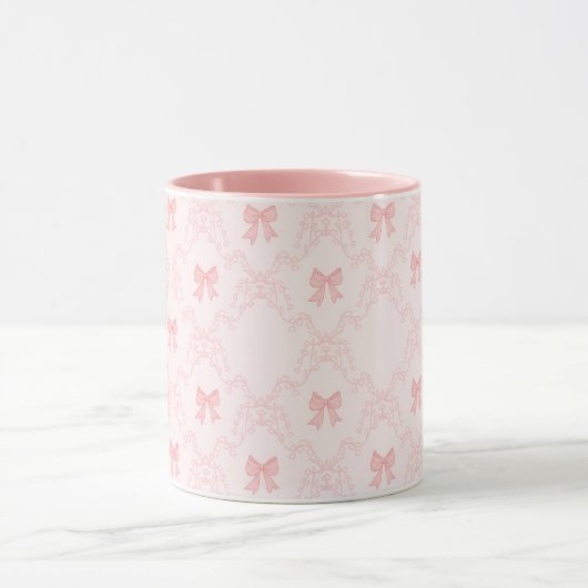 Pink Bow Aesthetic Notebook – Cute & Feminine Jour マグカップ (中央)