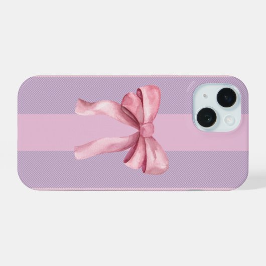 Pink Bow Aesthetic Phone Case iPhone 15ケース (裏面横)