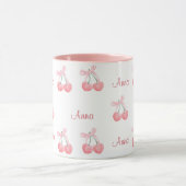 Pink Bow and Cherry Personalized Custom Girl Name マグカップ (中央)