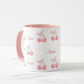 Pink Bow and Cherry Personalized Custom Girl Name マグカップ (正面左)