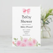 Pink Bow and Floral Baby Shower Invitation 招待状 (スタンド正面)