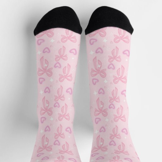 Pink Bow and Heart Socks ソックス (上部)