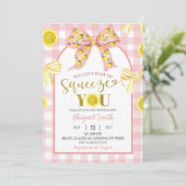 Pink Bow and Yellow Lemon Baby Shower Invitation 招待状 (スタンド正面)