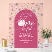 PINK BOW & ARCH FALL PUMPKIN FLOWERS BIRTHDAY アクリルサイン (ウェディング)