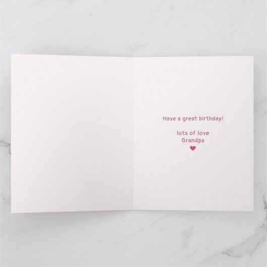 PINK BOW & ARCH FALL PUMPKIN FLOWERS BIRTHDAY カード (内部)