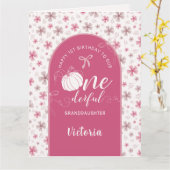 PINK BOW & ARCH FALL PUMPKIN FLOWERS BIRTHDAY カード (黄色い花)