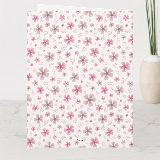 PINK BOW & ARCH FALL PUMPKIN FLOWERS BIRTHDAY カード (裏面)