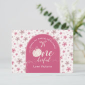 PINK BOW & ARCH FALL PUMPKIN FLOWERS BIRTHDAY サンキューカード (スタンド正面)