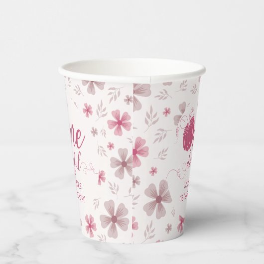 PINK BOW & ARCH FALL PUMPKIN FLOWERS BIRTHDAY 紙コップ (右)