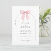 Pink Bow Arch Modern Serif Wedding Invitation 招待状 (スタンド正面)